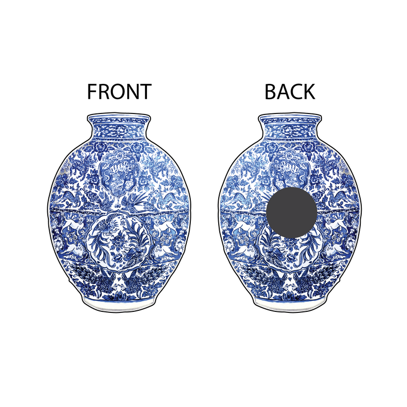 EXOTIC ANIMALS BLUE & WHITE GINGER JAR DESIGNER ACRYLIC MAGNET*