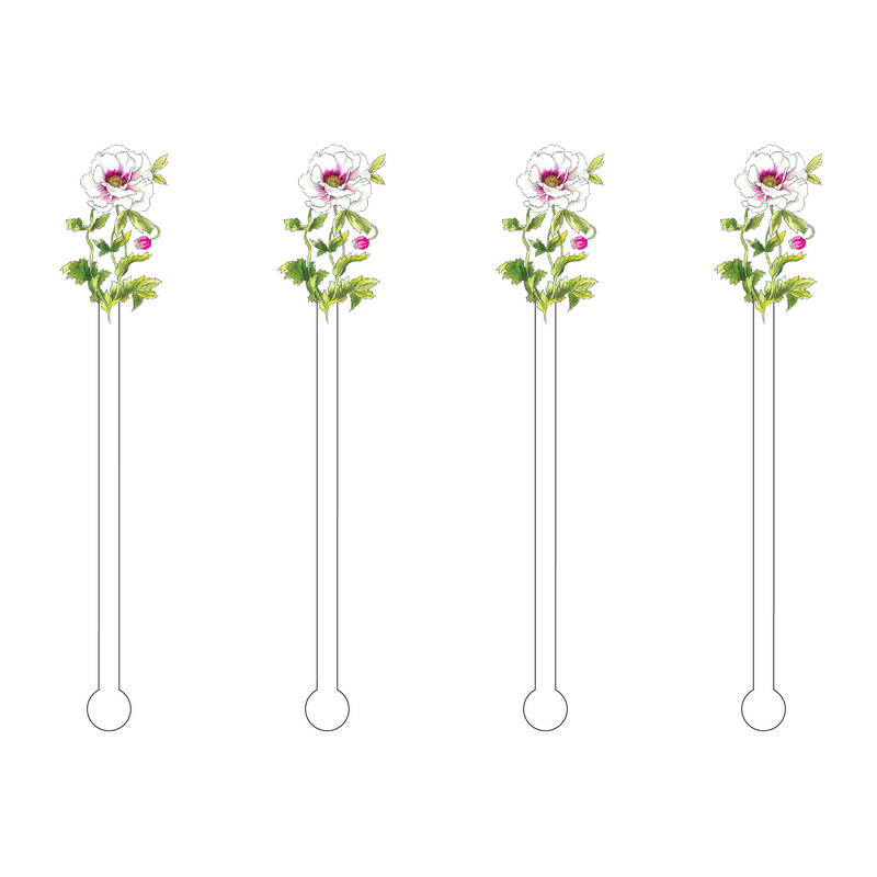 WHIMSY WHITE ANEMONES MINIKINS ACRYLIC STIR STICKS