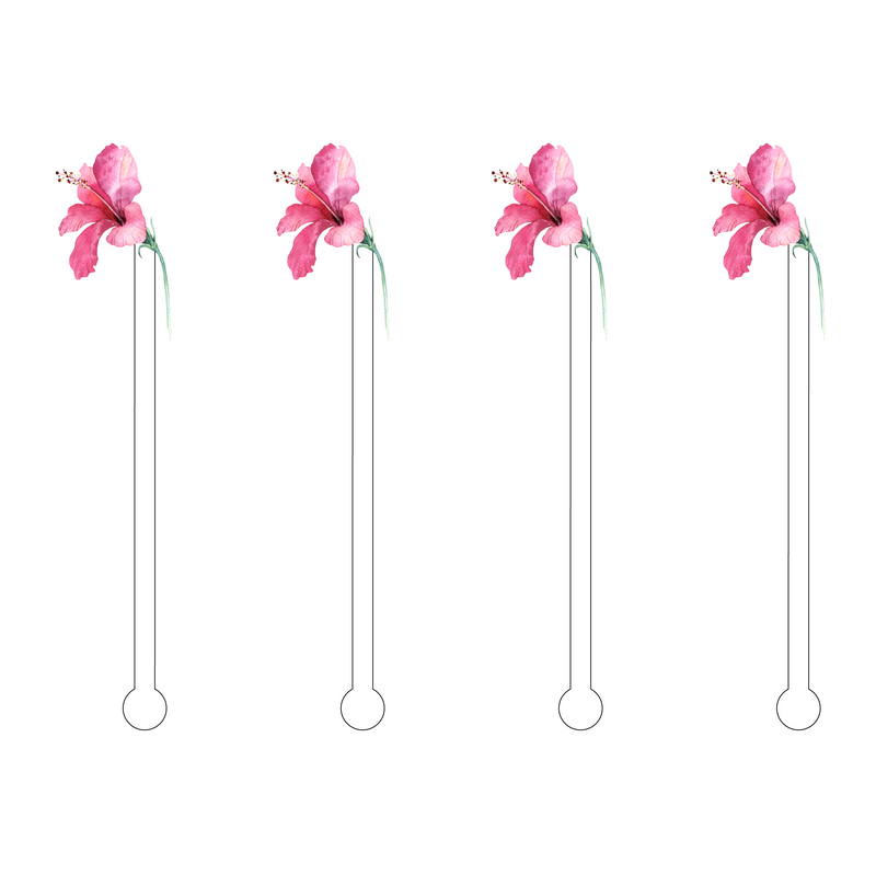 BLOOMING HIBISCUS MINIKINS ACRYLIC STIR STICKS