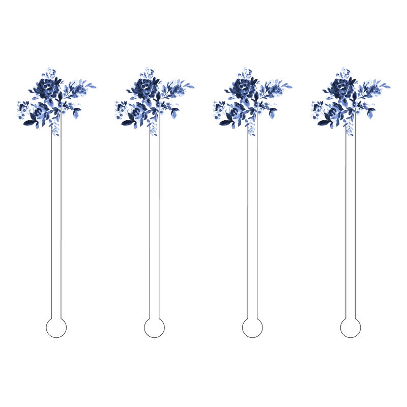BLUE FLOWER BUNDLE MINIKINS ACRYLIC STIR STICKS