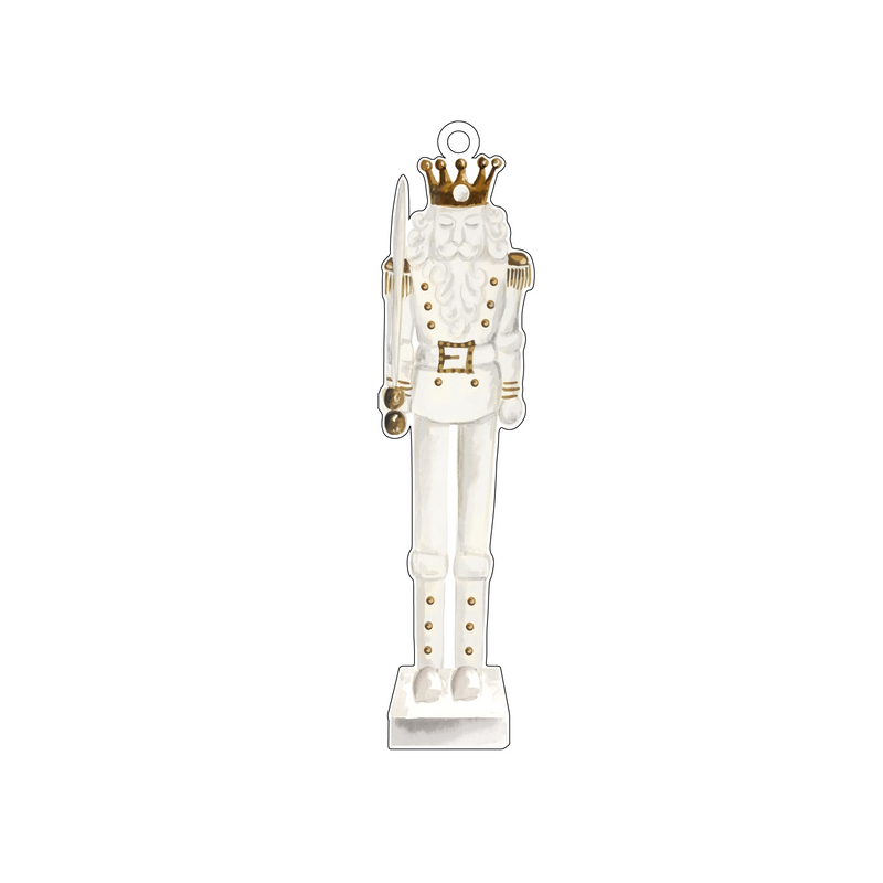 GOLD & WHITE KING NUTCRACKER ACRYLIC ORNAMENT