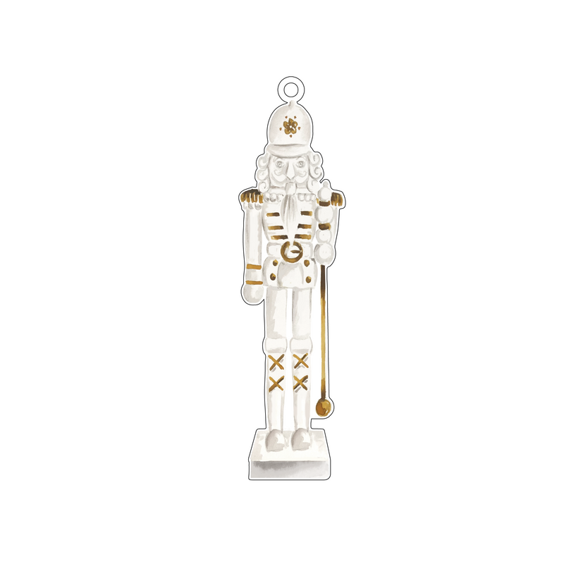 GOLD & WHITE PRINCE NUTCRACKER ACRYLIC ORNAMENT
