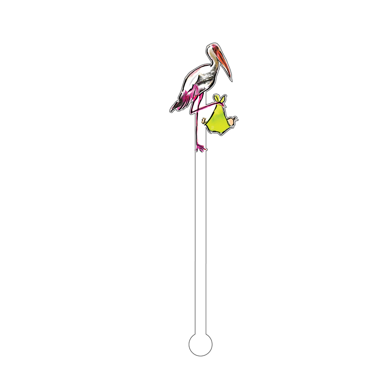 STORK with BABY ACRYLIC STIR STICK