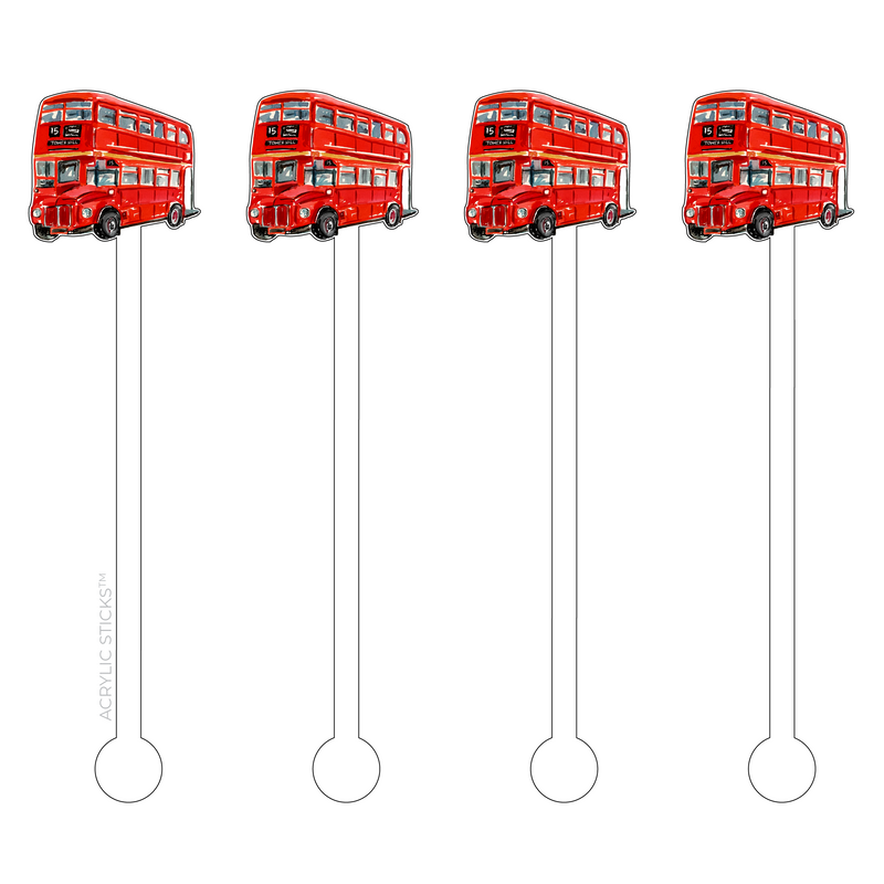 DOUBLE DECKER BUS ACRYLIC STIR STICKS