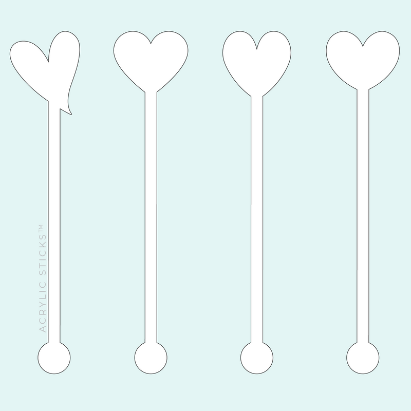 A LOT OF HEART WHITE ACRYLIC STIR STICKS COMBO