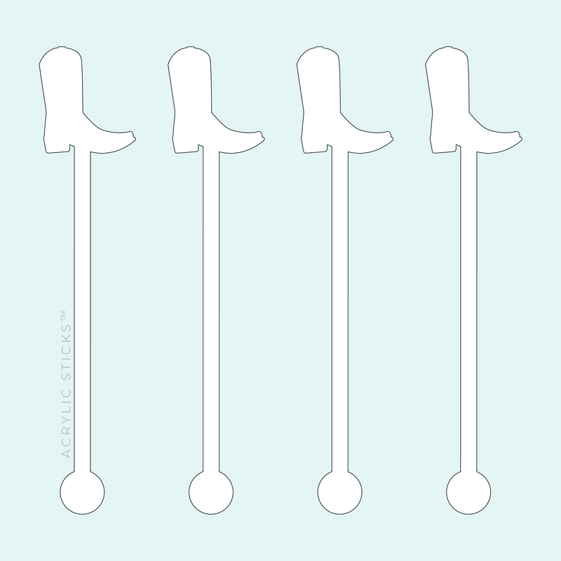 COWBOY BOOT WHITE ACRYLIC STIR STICKS