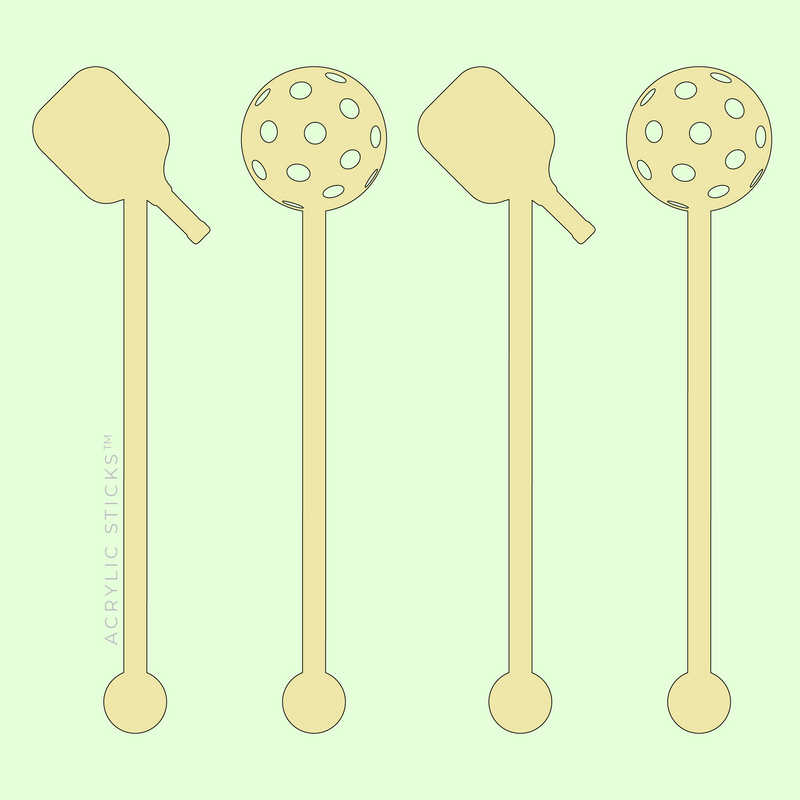 PICKLEBALL YELLOW ACRYLIC STIR STICKS COMBO