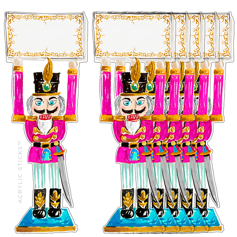 NUTCRACKER WRITABLE & REUSABLE ACRYLIC PLACE CARDS-SET OF 6