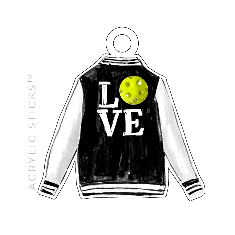 PICKLEBALL LETTER JACKET ACRYLIC GIFT TAG (5 COLOR OPTIONS TO CHOOSE FROM)