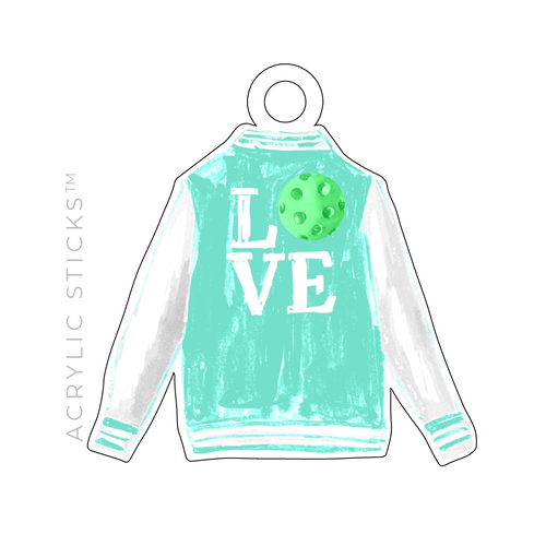 PICKLEBALL LETTER JACKET ACRYLIC GIFT TAG (5 COLOR OPTIONS TO CHOOSE FROM)