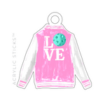 PICKLEBALL LETTER JACKET ACRYLIC GIFT TAG (5 COLOR OPTIONS TO CHOOSE FROM)