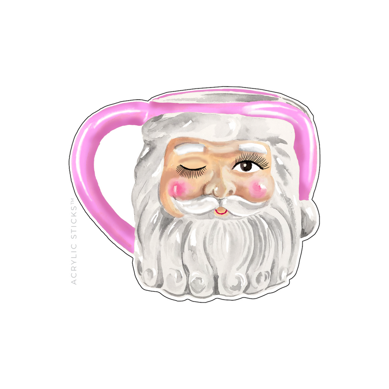 PINK WINKING SANTA MUG ACRYLIC CHARCUTERIE & ENTERTAINING BOARD