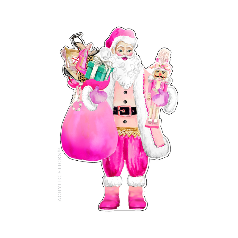 PINK COUTURE SANTA ACRYLIC CHARCUTERIE & ENTERTAINING BOARD