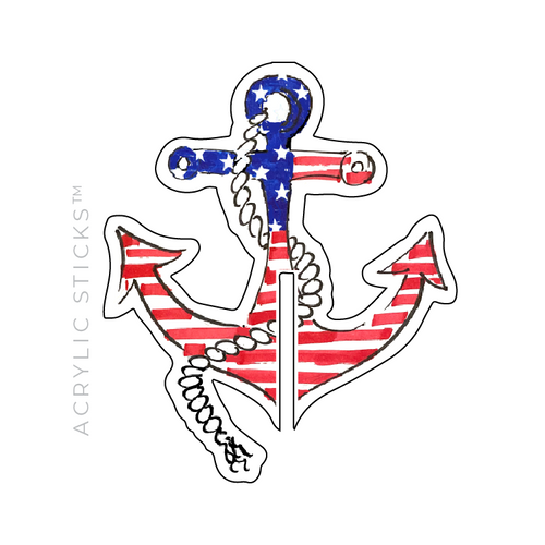 PATRIOTIC ANCHOR ACRYLIC DRINK CLIPS