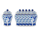WHITE + BLUE BIRDS GINGER JAR ACRYLIC DRINK CLIPS