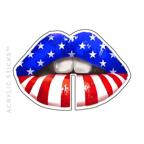 PLUMP PATRIOTIC LIPS ACRYLIC DRINK CLIPS