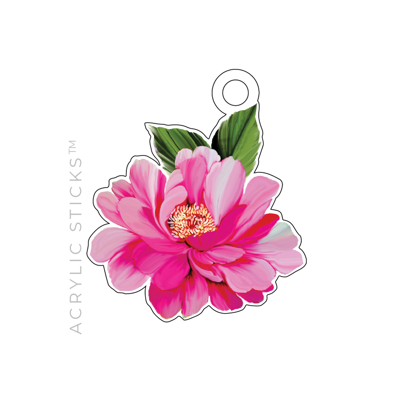 PINK CAMELIA BLOOM ACRYLIC GIFT TAG
