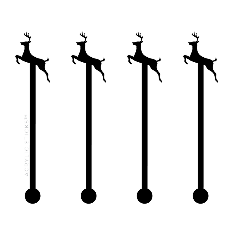 REINDEER BLACK ACRYLIC STIR STICKS