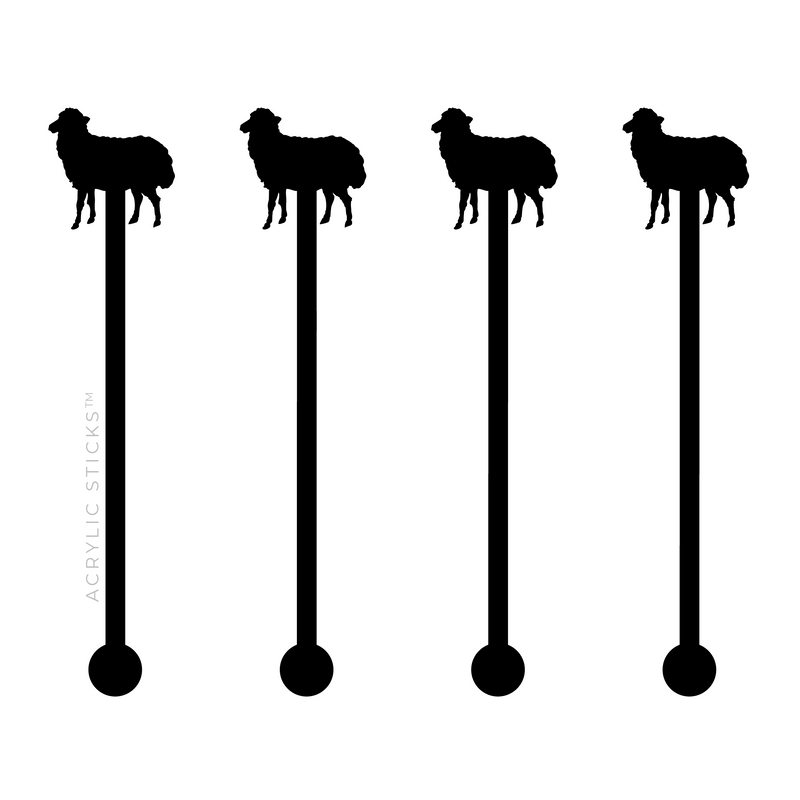 SHEEP BLACK ACRYLIC STIR STICKS