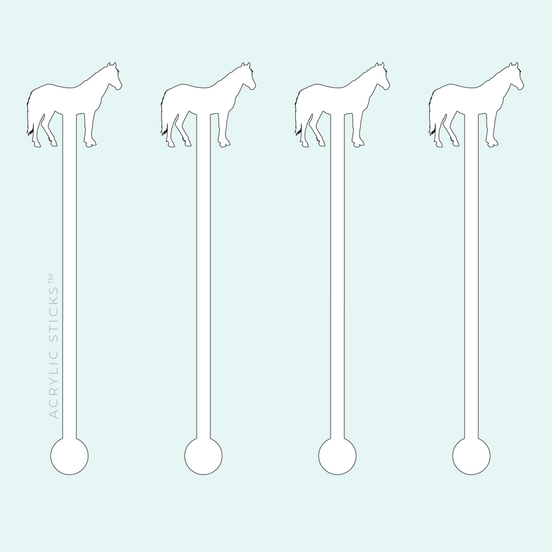 HORSE WHITE ACRYLIC STIR STICKS