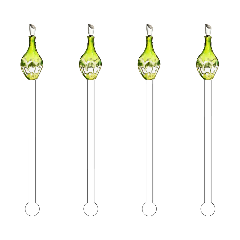 CRYSTAL GREEN DECANTER ACRYLIC STIR STICKS