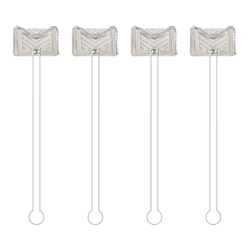 BEADED LEATHER BAG ACRYLIC STIR STICKS