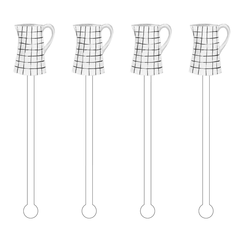 BLACK & WHITE PITCHER ACRYLIC STIR STICKS