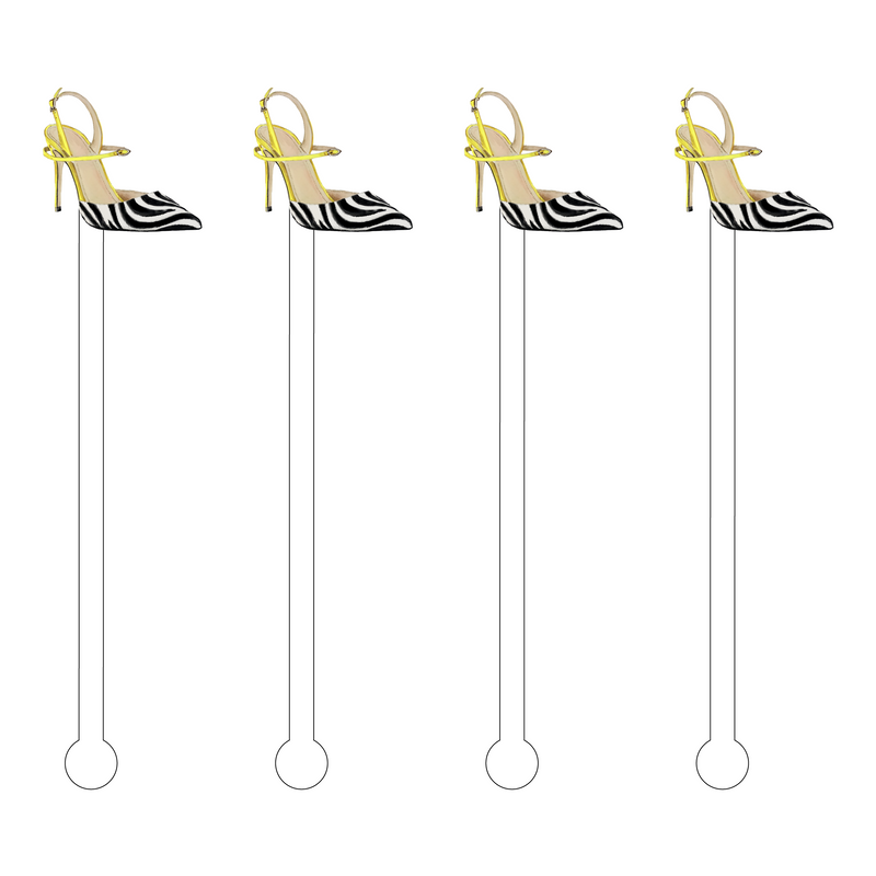 ZEBRA STRAPPY STILETTO ACRYLIC STIR STICKS*