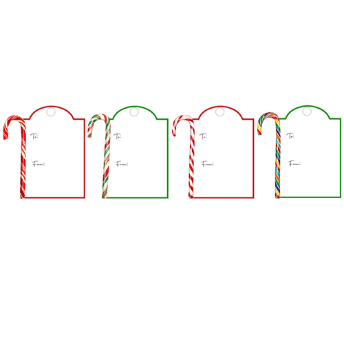 CANDY CANES WRITABLE ACRYLIC GIFT TAG COMBO
