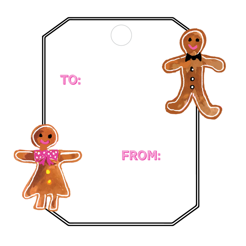 GINGERBREAD BOY & GIRL WRITABLE ACRYLIC GIFT TAG