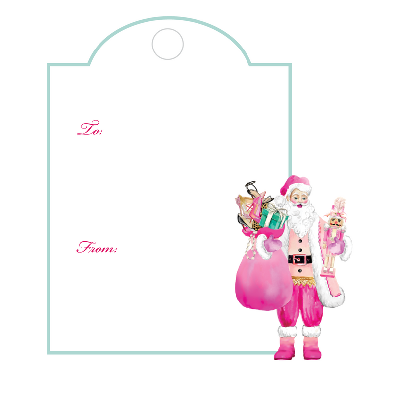 PINK COUTURE SANTA NO. 3 WRITABLE ACRYLIC GIFT TAG