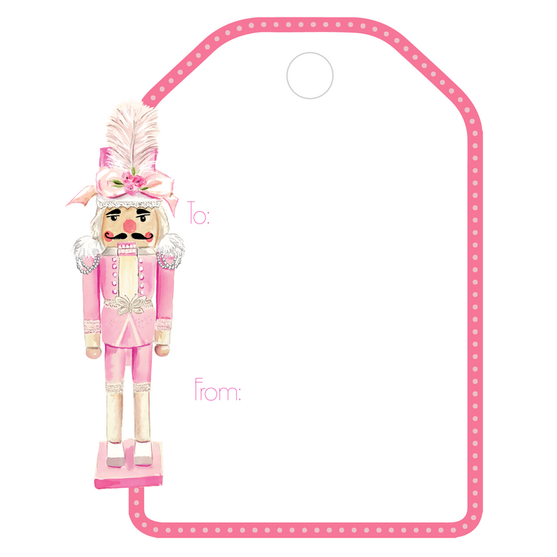 PINK COUTURE NUTCRACKER NO. 1 WRITABLE ACRYLIC GIFT TAG