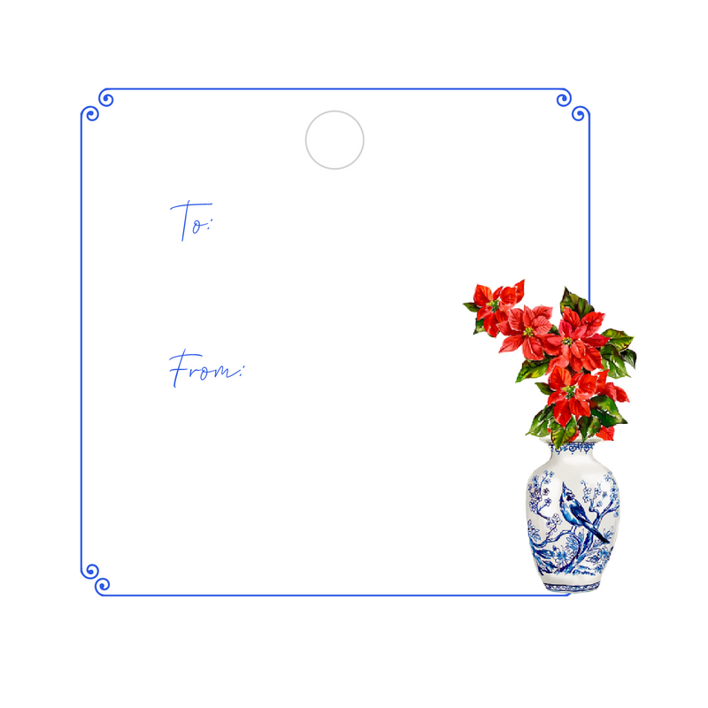CHRISTMAS POINSETTIA WRITABLE ACRYLIC GIFT TAG
