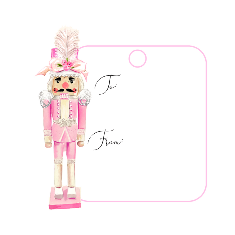 PINK COUTURE NUTCRACKER NO. 4 WRITABLE ACRYLIC GIFT TAG
