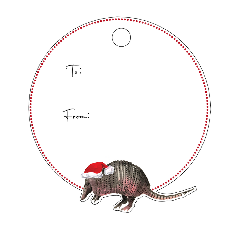XMAS ARMADILLO WRITABLE ACRYLIC GIFT TAG