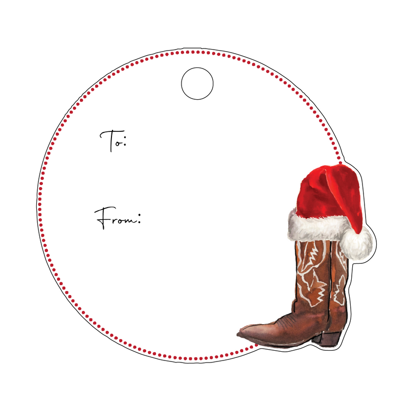 XMAS COWBOY BOOT WRITABLE ACRYLIC GIFT TAG