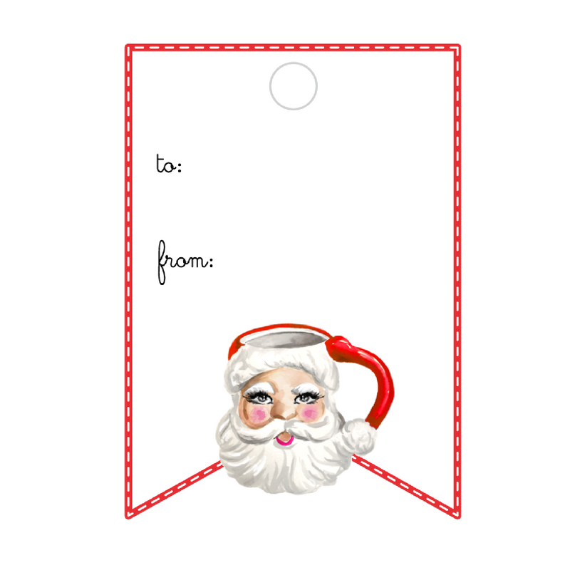 ST. NICK HOLIDAY MUG WRITABLE ACRYLIC GIFT TAG