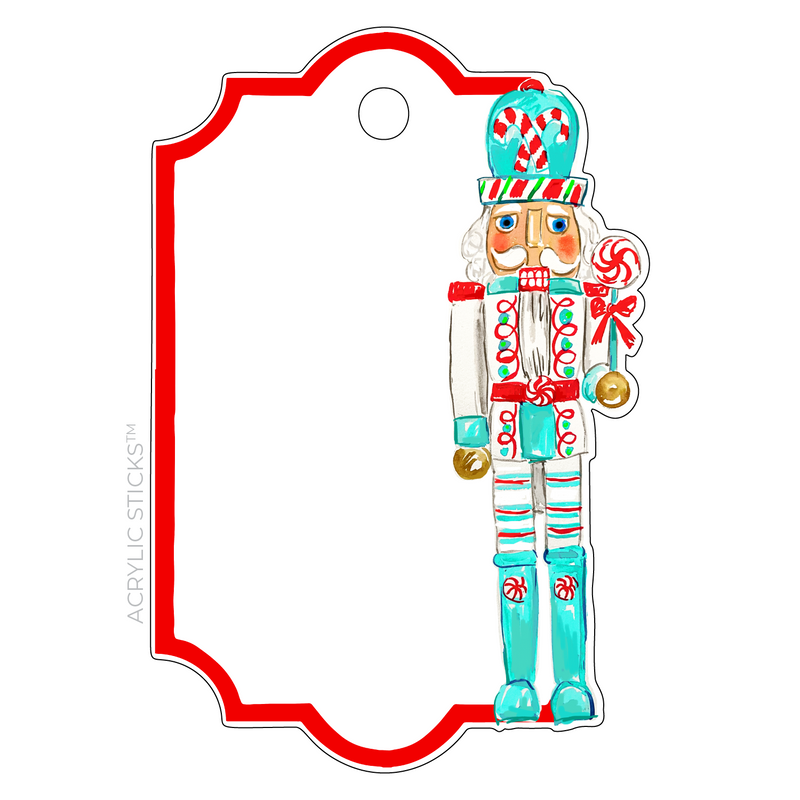 MR. PEPPERMINT NUTCRACKER WRITABLE ACRYLIC GIFT TAG